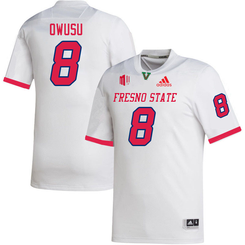Fresno State Bulldogs #8 Martin Owusu College Football Jerseys Stitched-White Fresno State Bulldogs #8 Martin Owusu College Football Jerseys Stitched-White